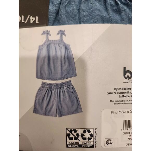 Members Mark Girls Easy Pull On Tank and Short Set Chambray Size 14/16 - Picture 3 of 3
